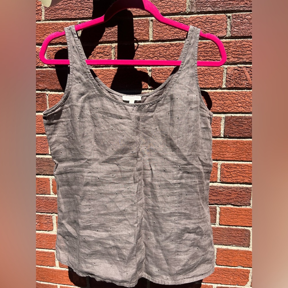 Eileen Fisher Linen Petite Medium Brown Tank